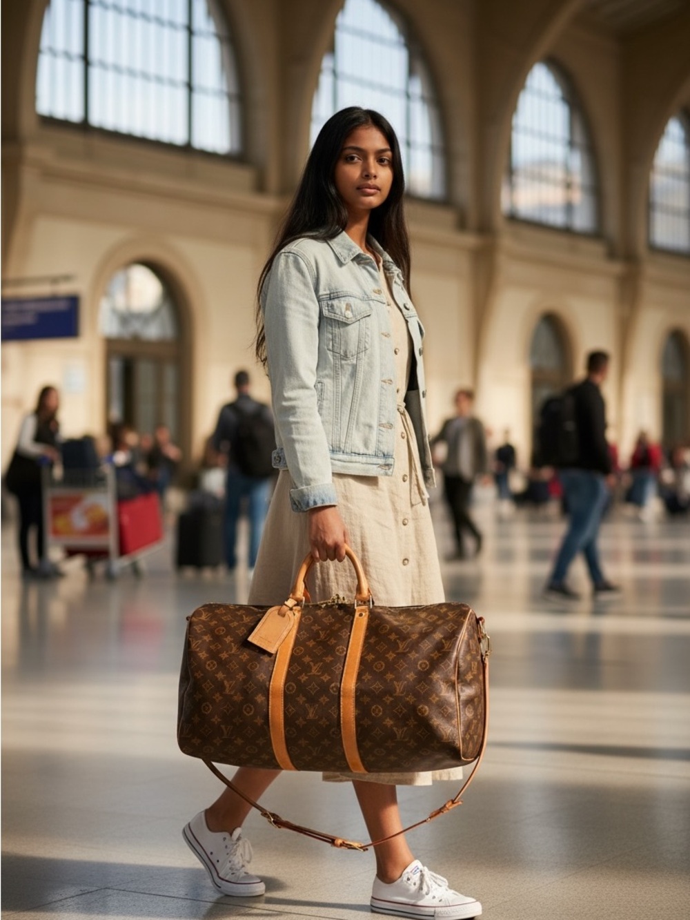 Louis Vuitton Monogram Canvas Keepall Duffel Bag - Brown/Tan size 55
